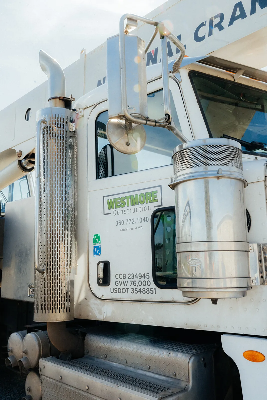 Westmore truck door with the WESTMORE logo and CCB 234945 license decal